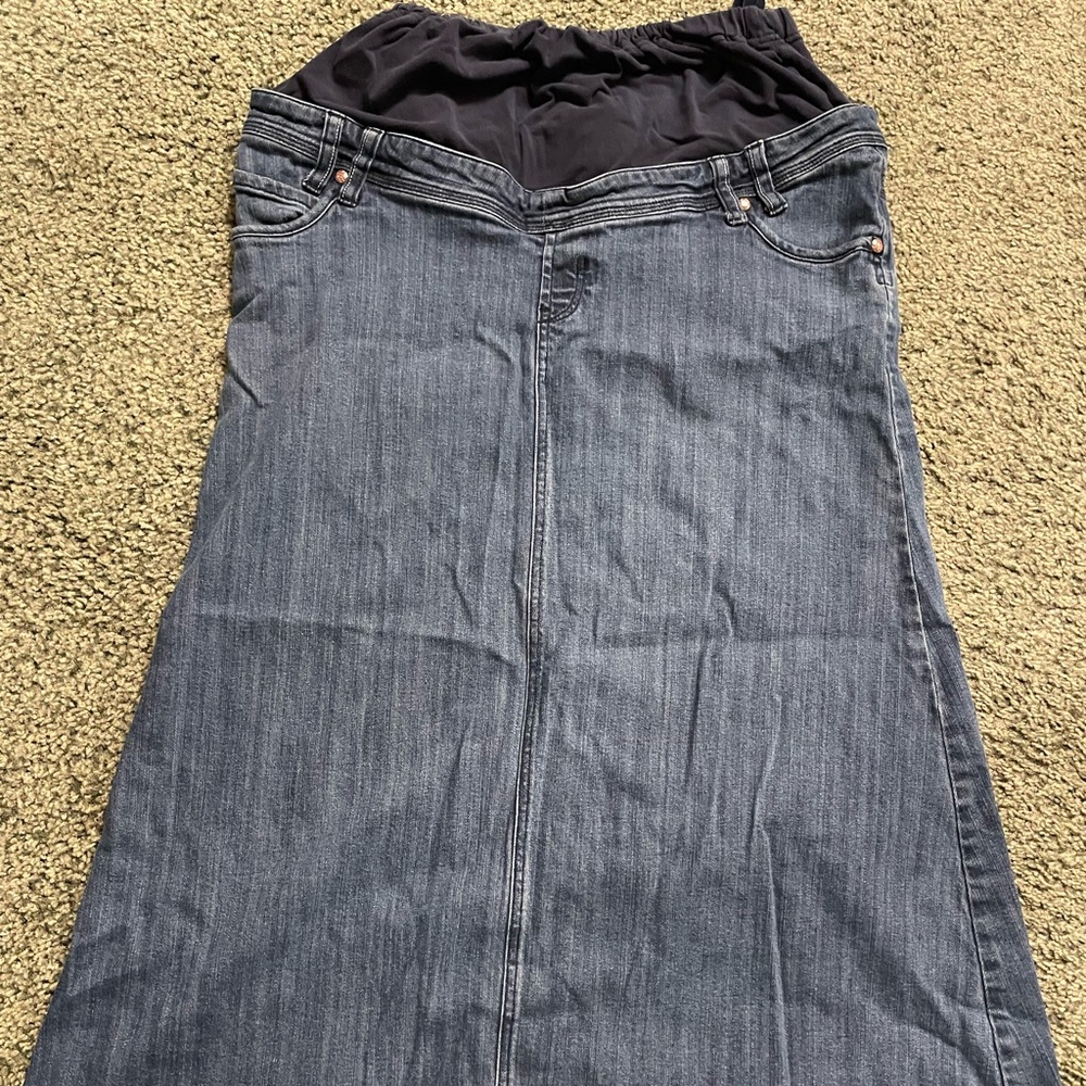 Maternity denim maxi skirt